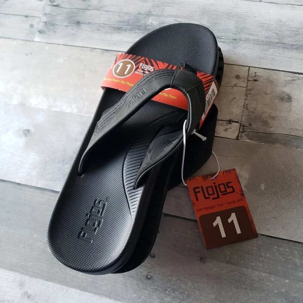 NWT - Flojos Men's Flip Flop Sandal, Black – Size 11